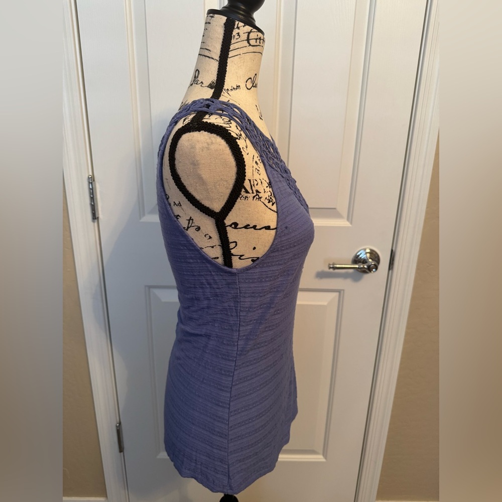 Anthropologie Women’s Postcard Perriwinkle French Blue Crochet Tank Size XS - Picture 4 of 6